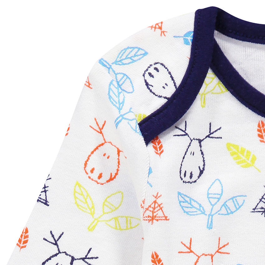 Set van 5 rompertjes lange mouwen met motif met herten 