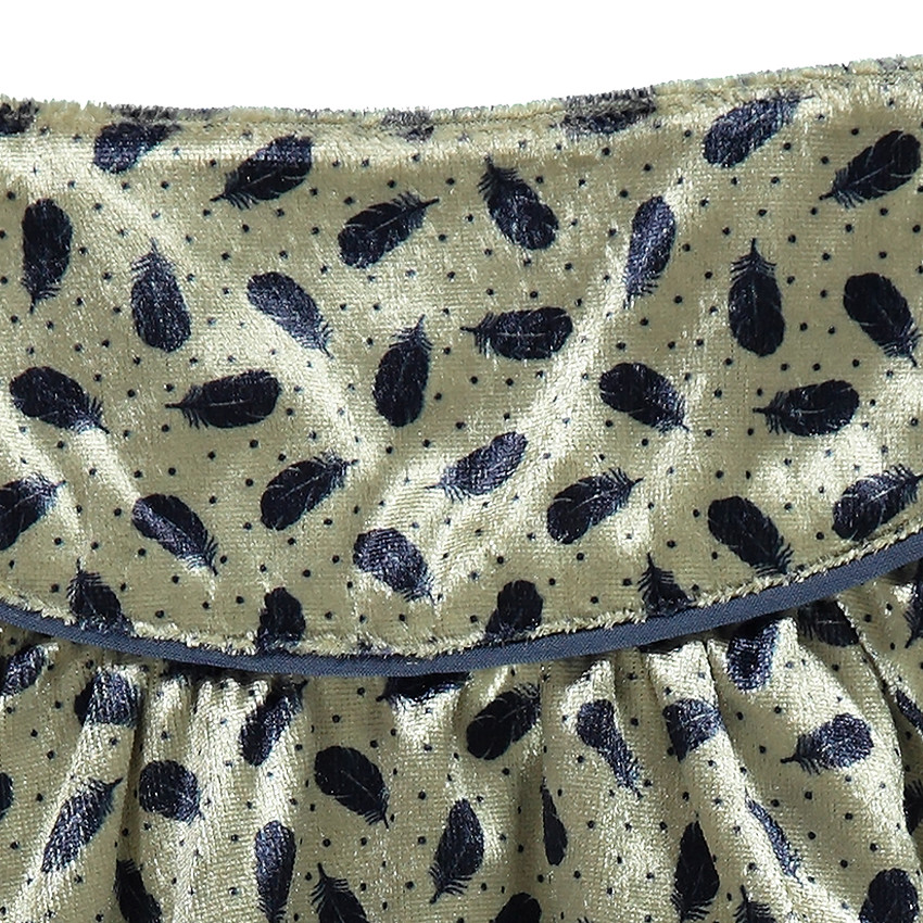 Jupe en velours imprimée plumes 