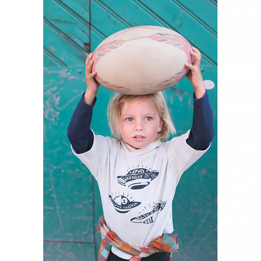 Tee-shirt manches longues à capuche effet 2 en 1 print soucoupes volantes 