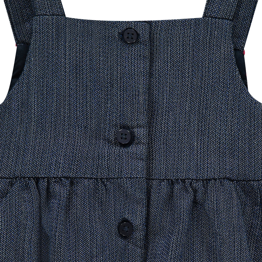 Robe en coton fantaisie avec broderies et pompons colorés 