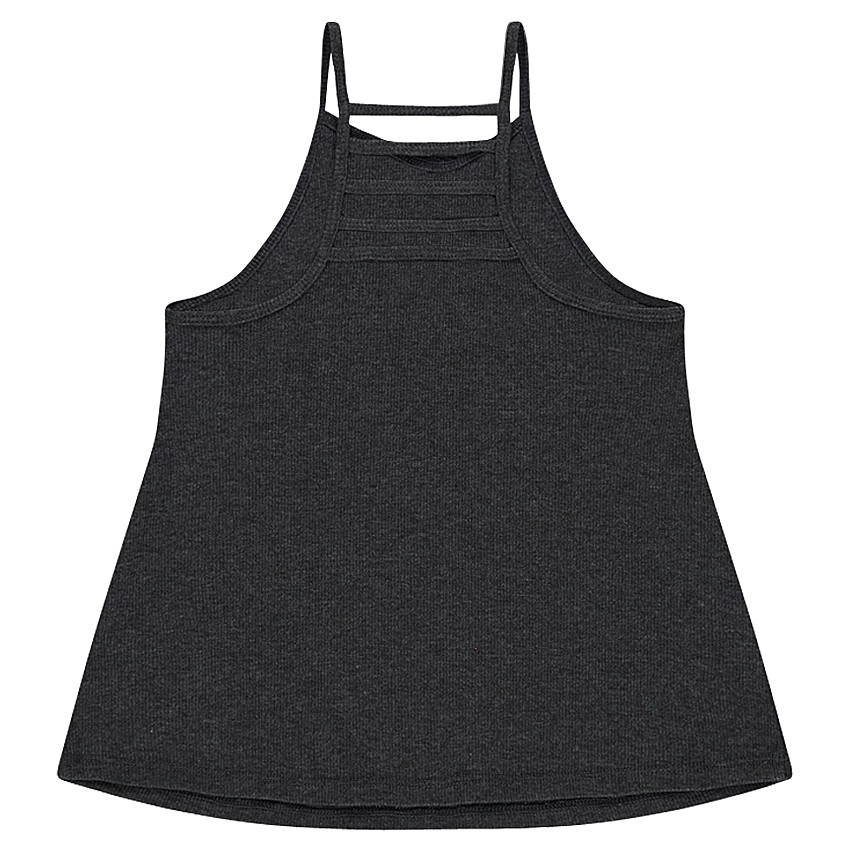 Junior - Débardeur côtelé avec message printé et dos fantaisie 