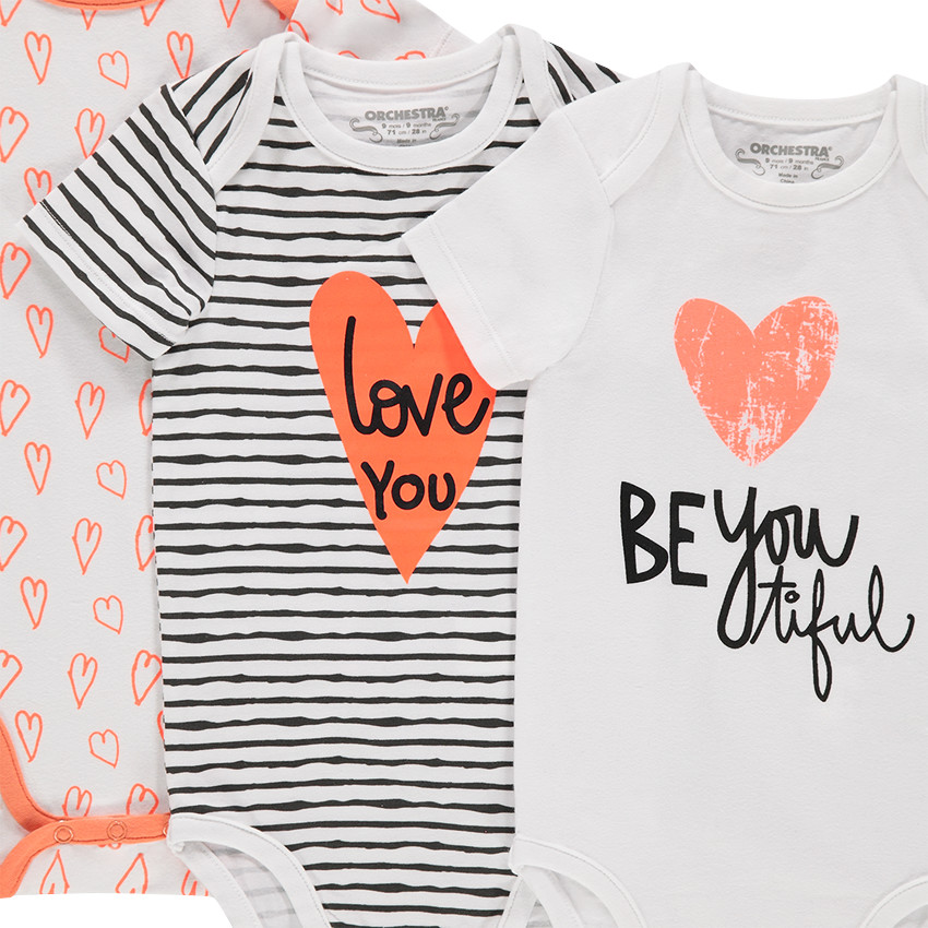 Lot de 5 bodies manches courtes en jersey avec prints fantaisie 