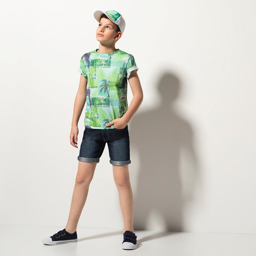Junior - Tee-shirt manches courtes en jersey avec palmiers all-over 