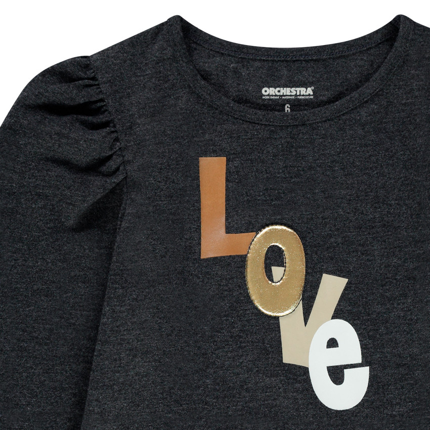 T-shirt manches longues à message printé et touche de doré 