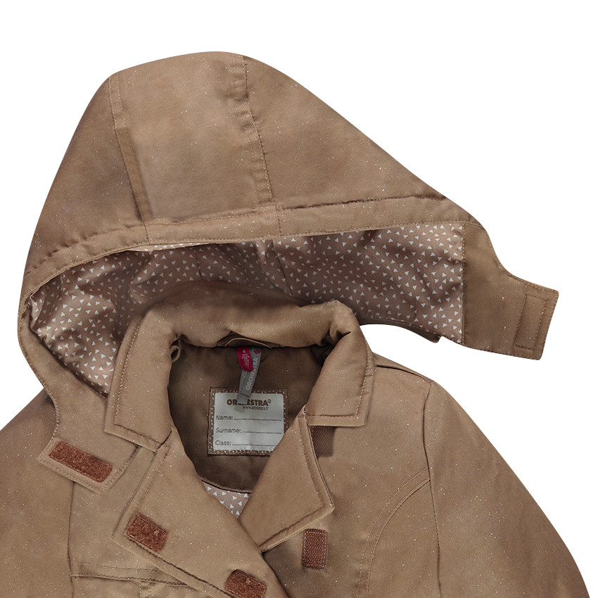 Junior - Trench en twill effet pailleté avec capuche amovible 