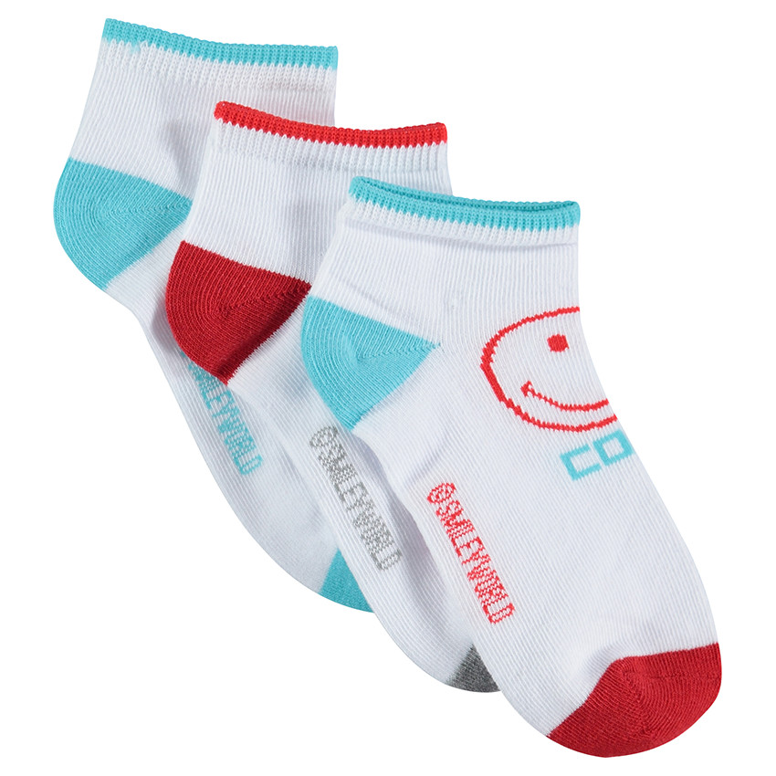Lot de 3 paires de chaussettes courtes motif Smiley 