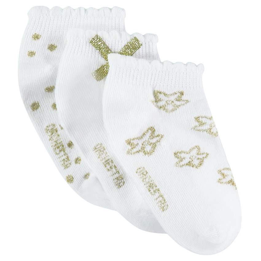 Set met 3 paar matching sokken met gouden motief 
