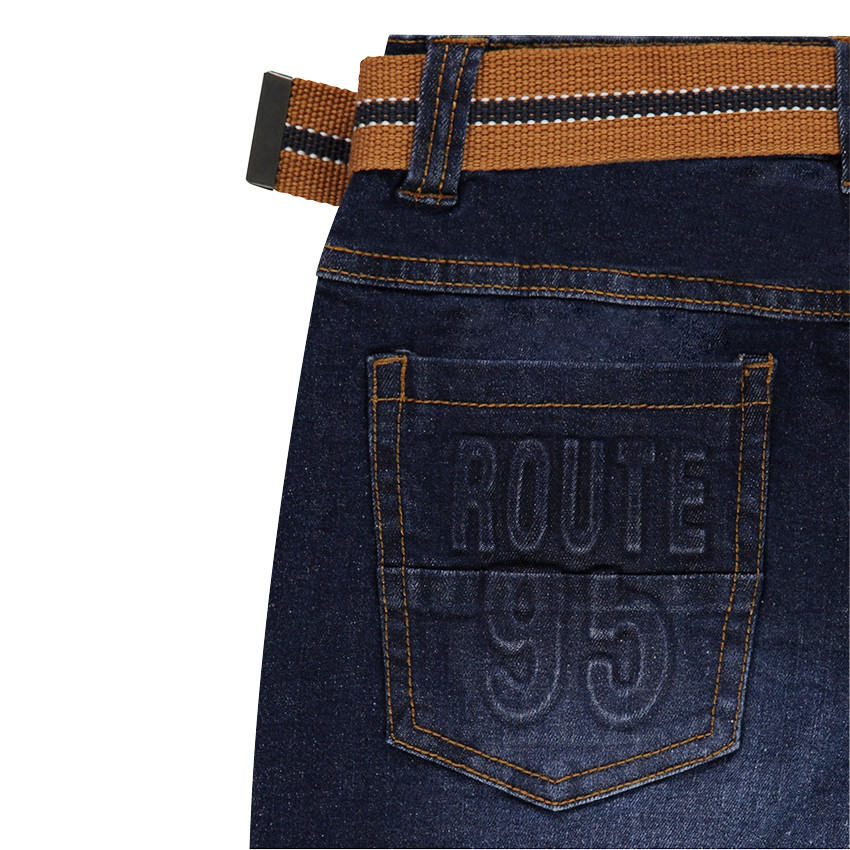 Junior - Jeans effet used et crinkle avec ceinture amovible 