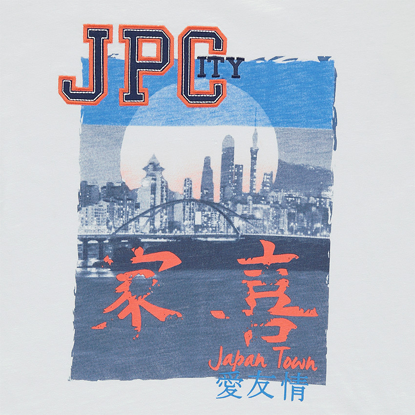 Tee-shirt manches courtes avec print Japon et zip sur la manche 
