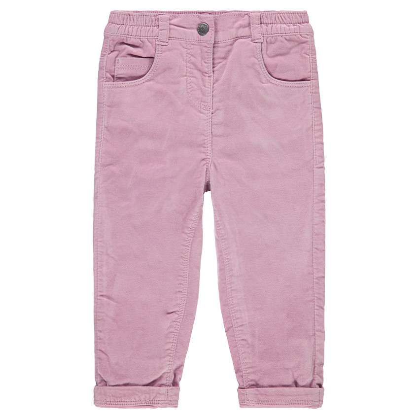 Pantalon en velours ras doublé jersey avec poches brodées 