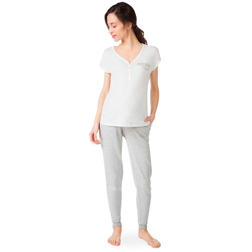 Tee-shirt manches courtes homewear avec message printé 