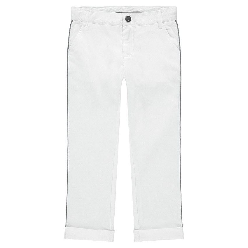 Pantalon blanc en coton fantaisie de cérémonie 