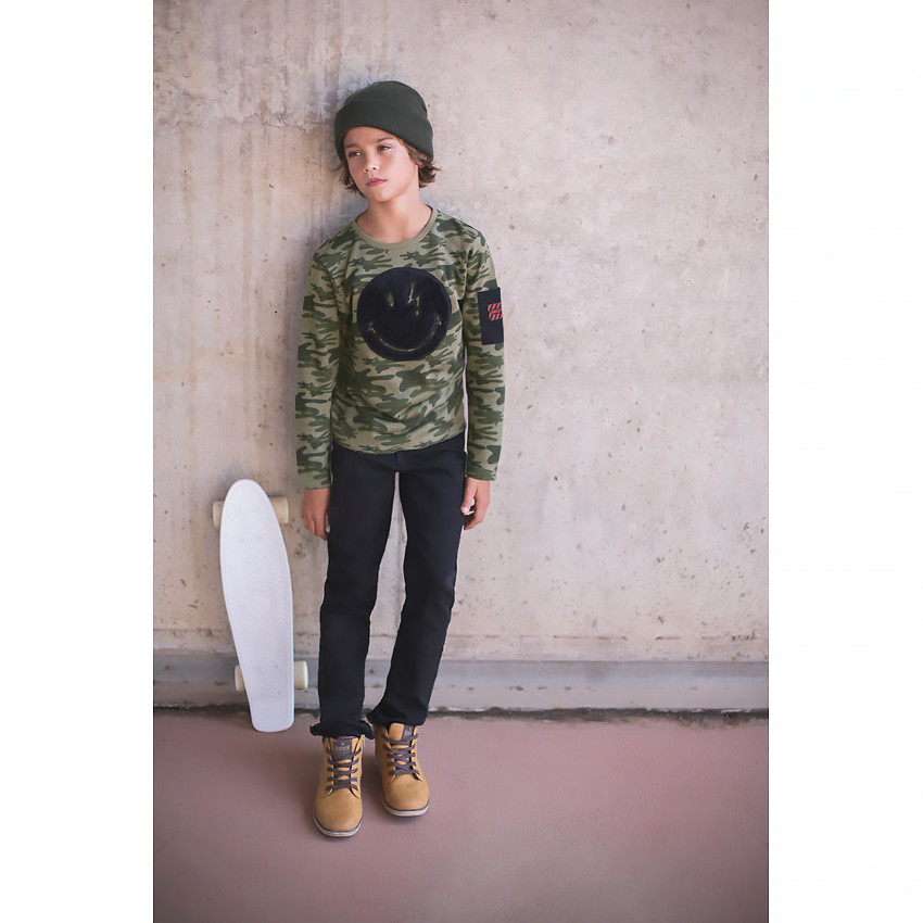 Junior - Jeans effet used coupe slim avec ourlets décousus 