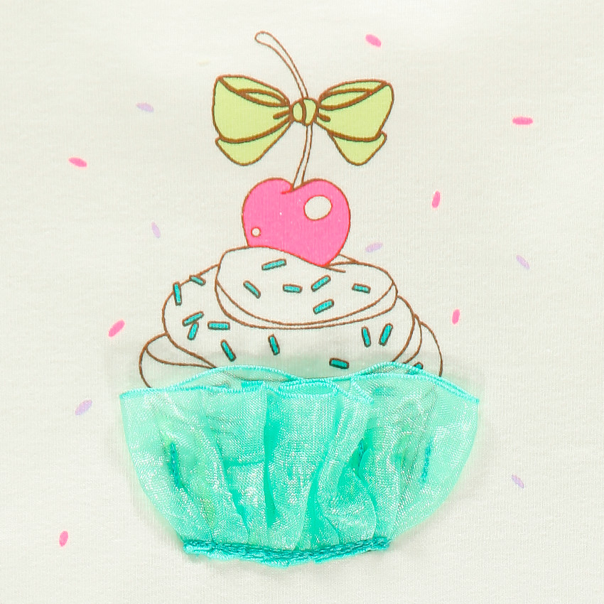 Tunique manches longues à volant avec print fantaisie 