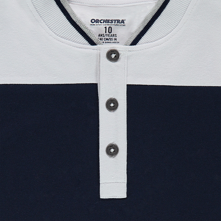 Junior - Polo manches longues en jersey avec col esprit teddy 