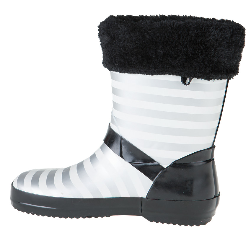 Bottes de pluie rayées avec fausse fourrure 