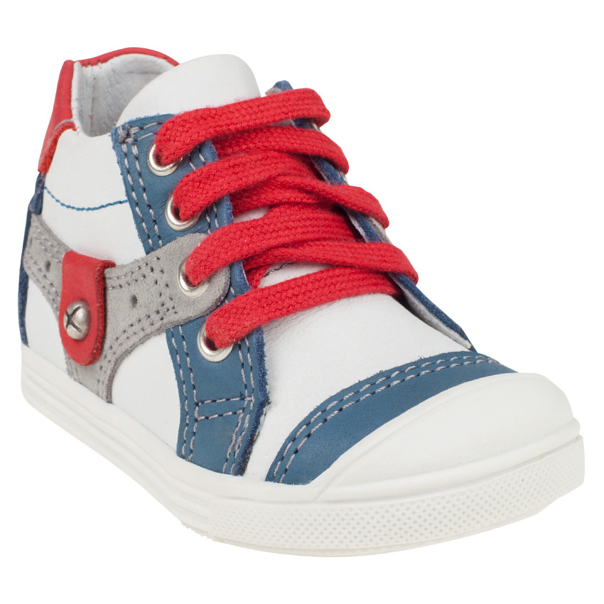 Bottillons à lacet en cuir avec empiècements contrastés 