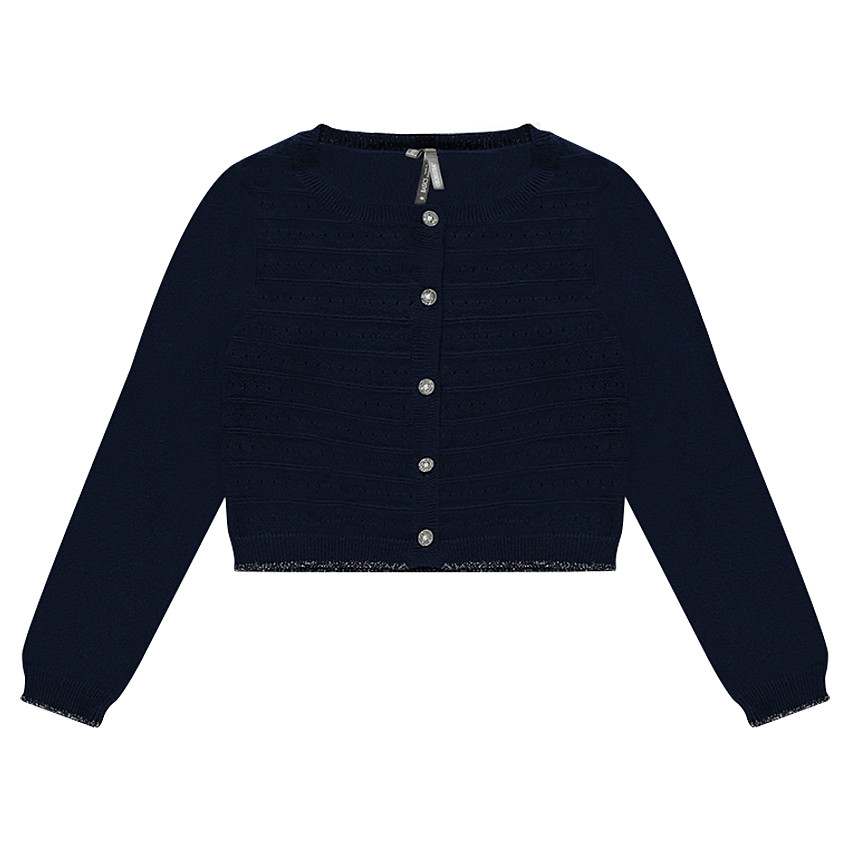 Gilet en tricot fantaisie avec liseré doré 