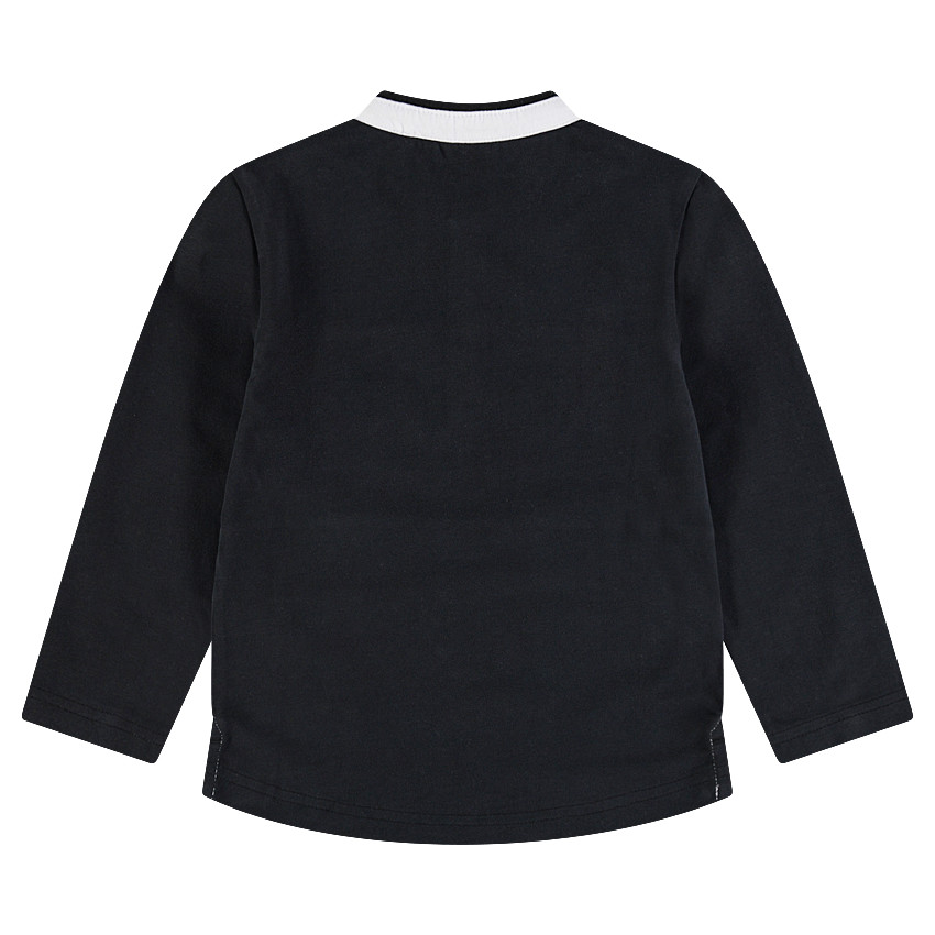 Polo manches longues tricolore avec col mao et badge 