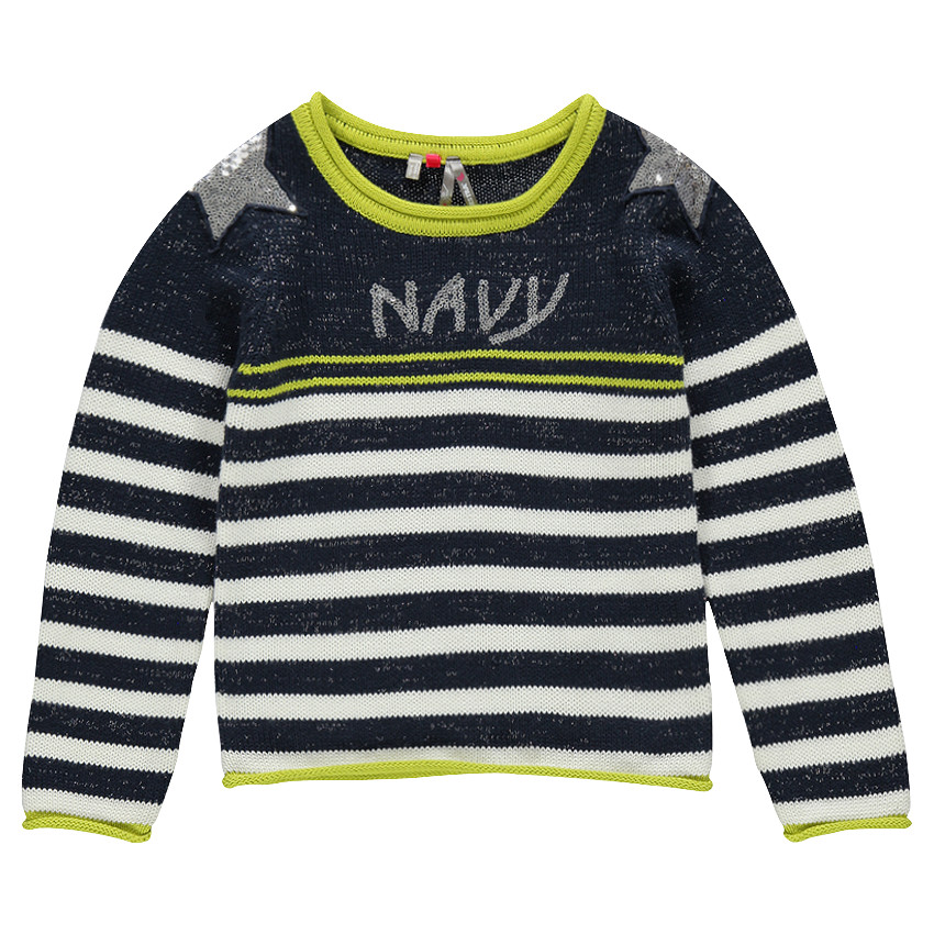 Pull marinière en tricot et fils argentés avec sequins fantaisie 