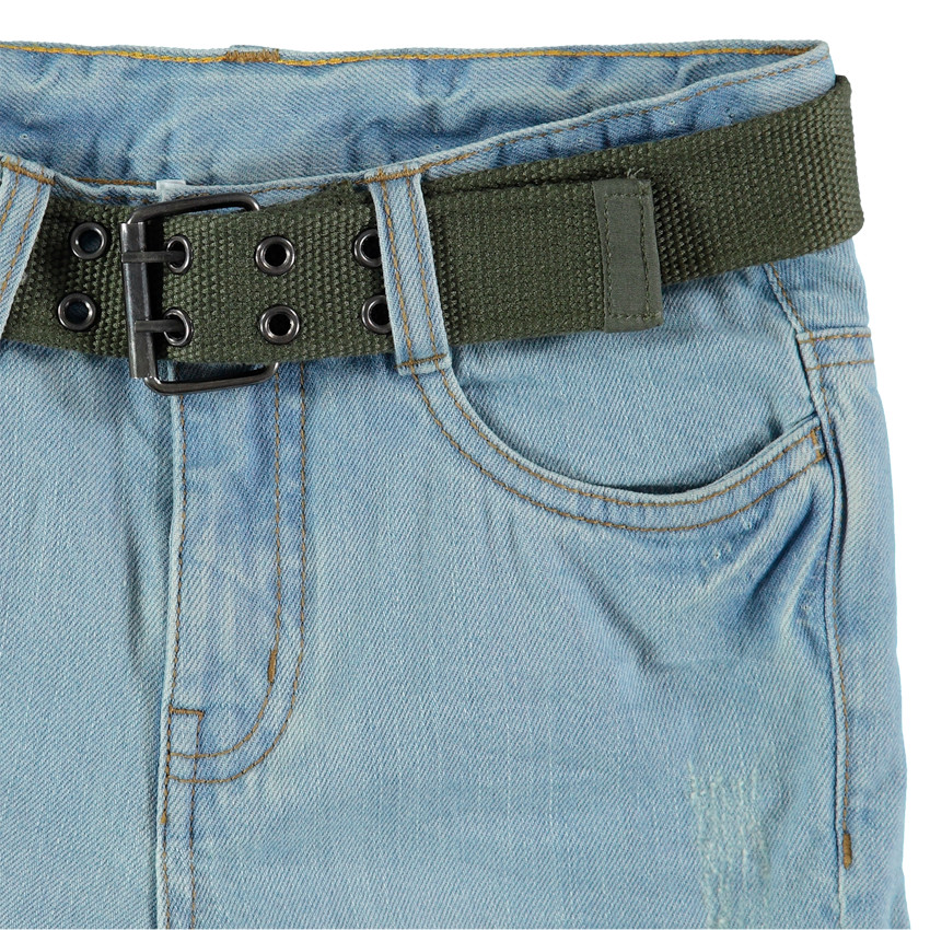 Bermuda en jean effet used à ceinture et poches 