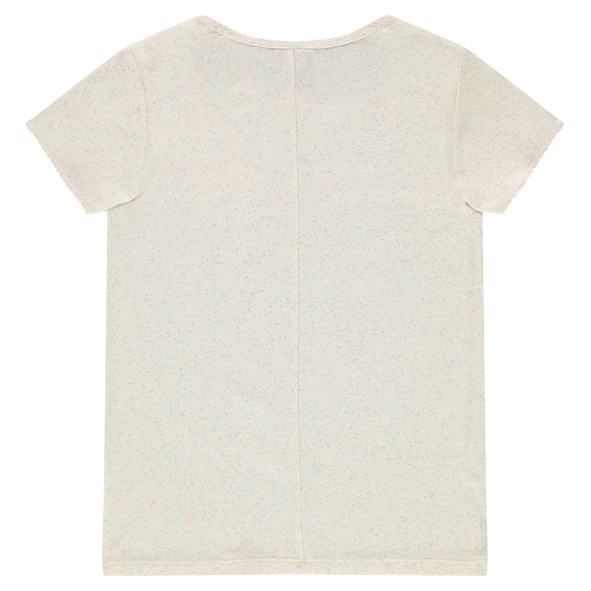 Junior - Tee-shirt manches courtes en jersey fantaisie avec fleurs brodées 