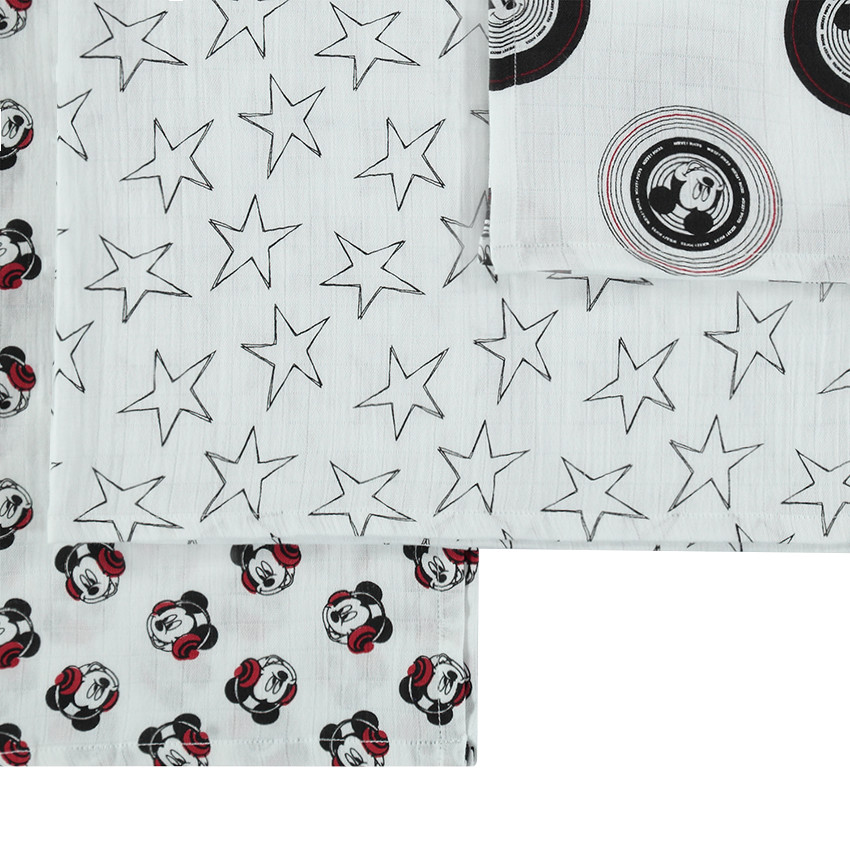 Set de 3 langes Disney motifs Mickey/étoiles 