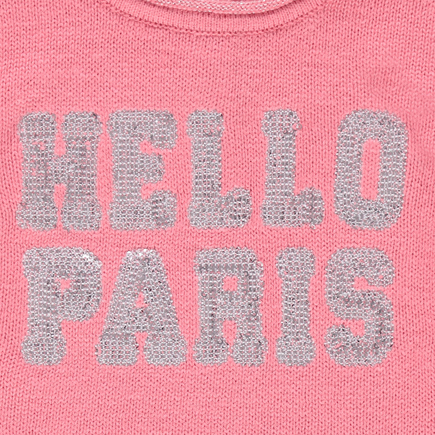 Pull en tricot avec inscription en sequins 