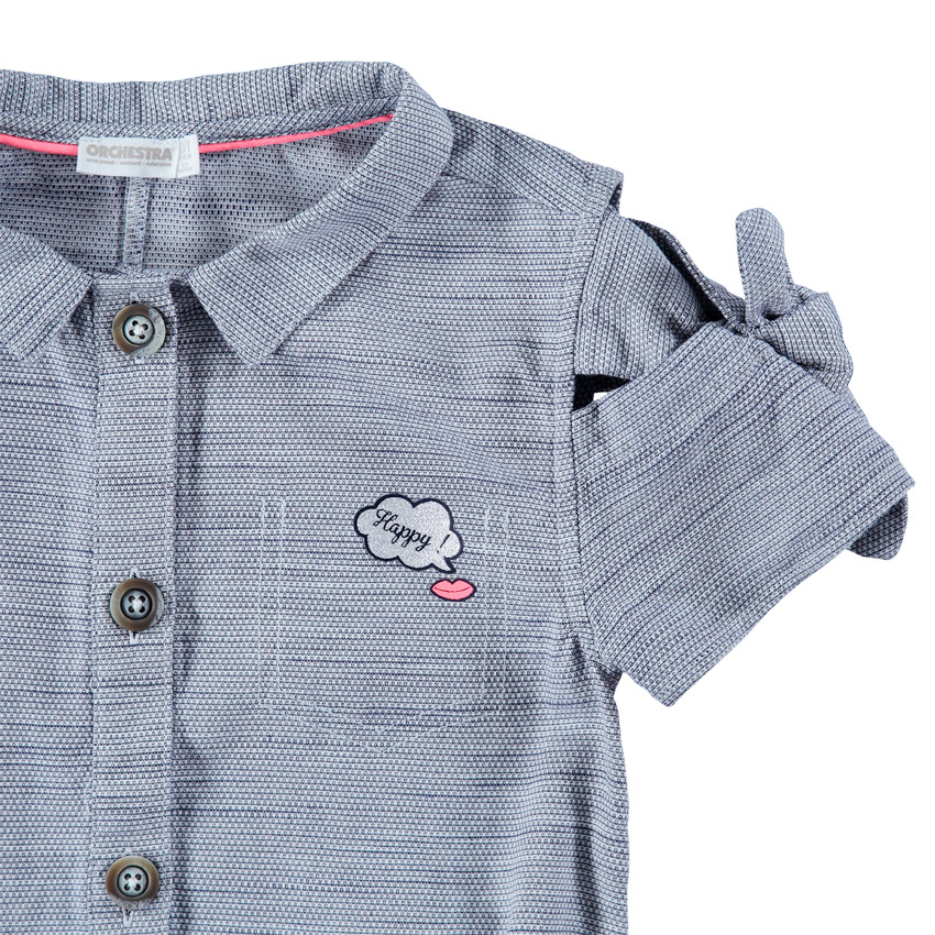 Junior - Robe chemise manches courtes avec ceinture tressée 