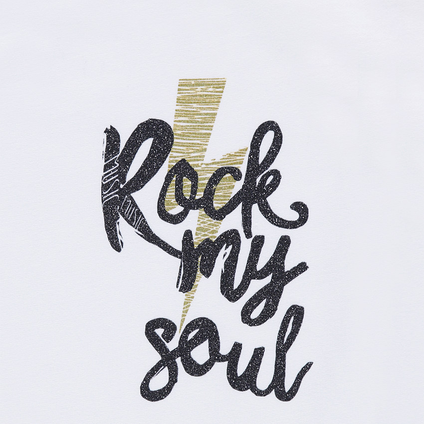 Junior - Tee-shirt manches courtes en jersey avec message printé pailleté 