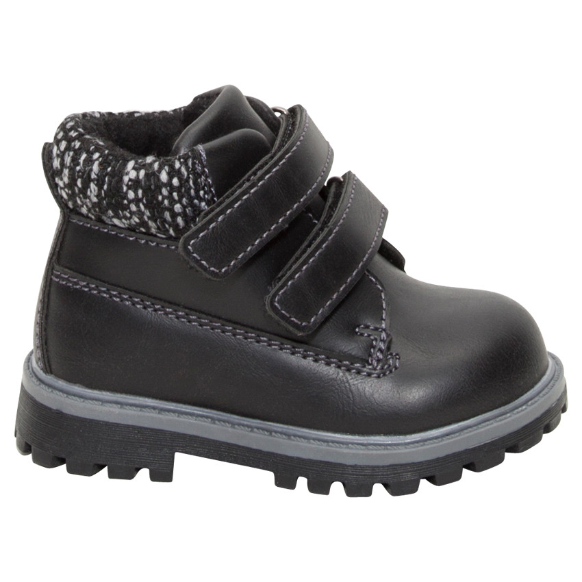 Bottillons aspect cuir à scratchs et crampons 