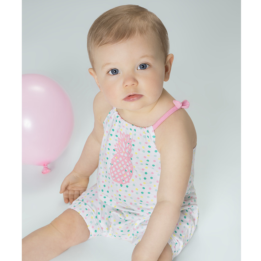 Combinaison courte à pois et print ananas 