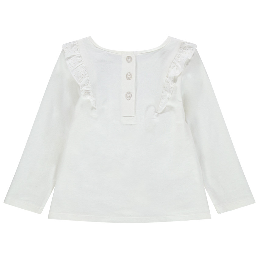T-shirt manches longues à broderie anglaise et volants 