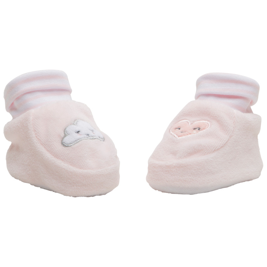 Chaussons en velours à nuage et coeur brodés 