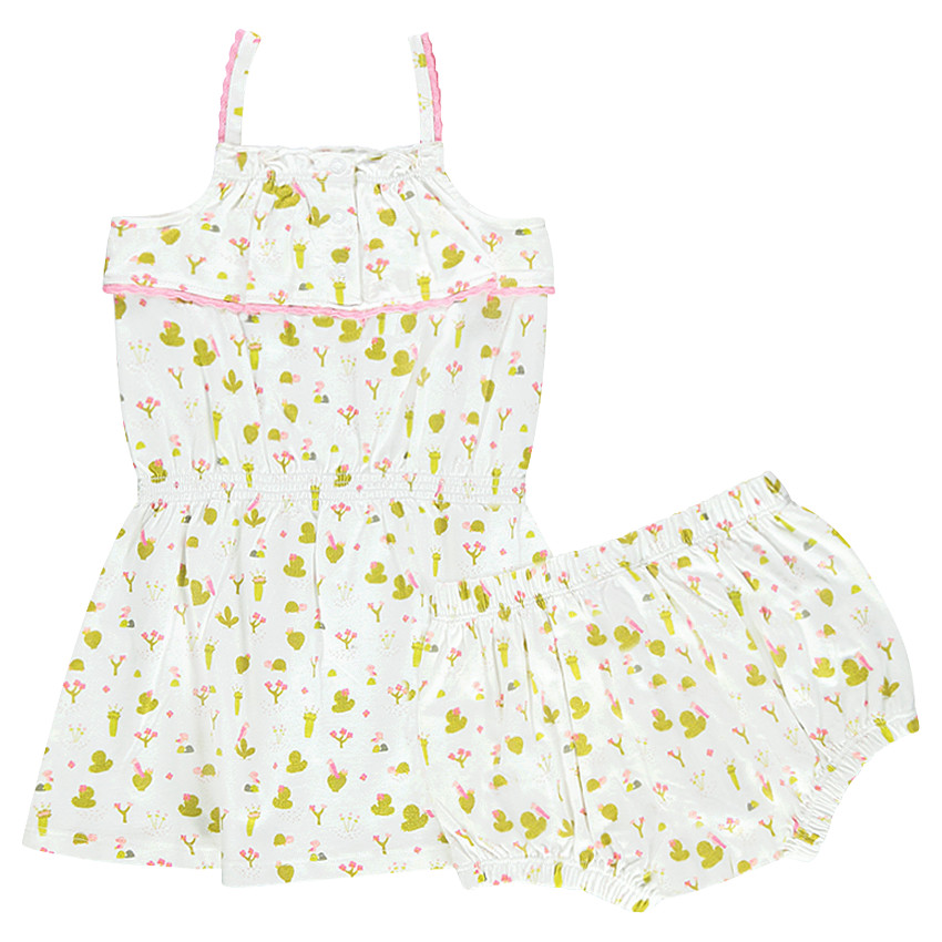 Ensemble avec robe volantée et bloomer imprimés 