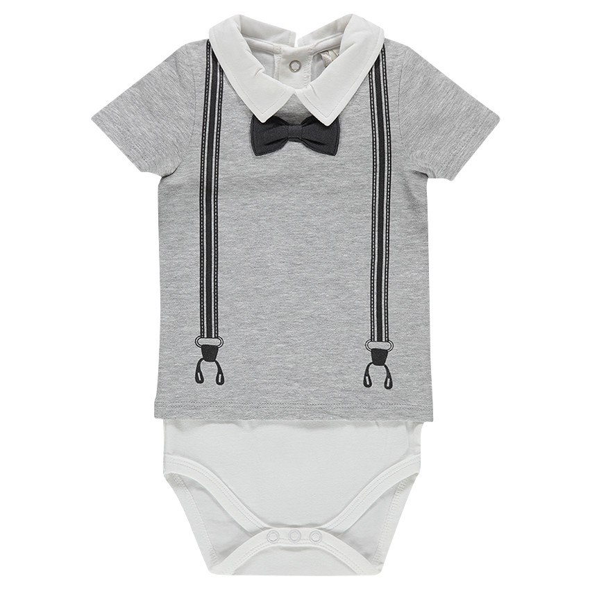 Body manches courtes effet 2 en 1 avec noeud papillon 