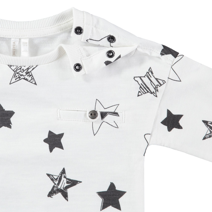 T-shirt manches longues en jersey print étoiles all-over 