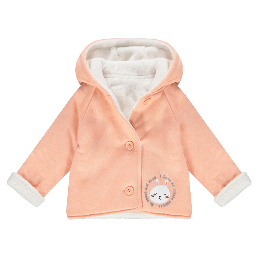 Veste à capuche en molleton doublée sherpa print lapin 