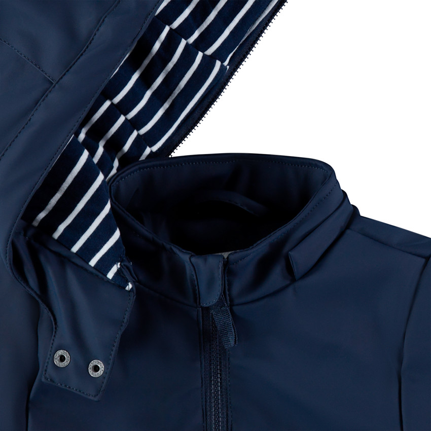 Parka en gomme doublée jersey à rayures 