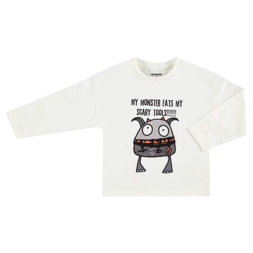 Tee-shirt HALLOWEEN manches longues en jersey avec monstre printé 