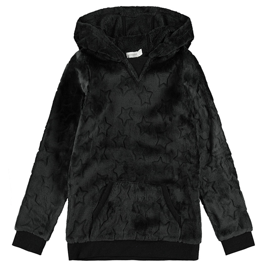 Sweat à capuche en sherpa avec motif en relief 