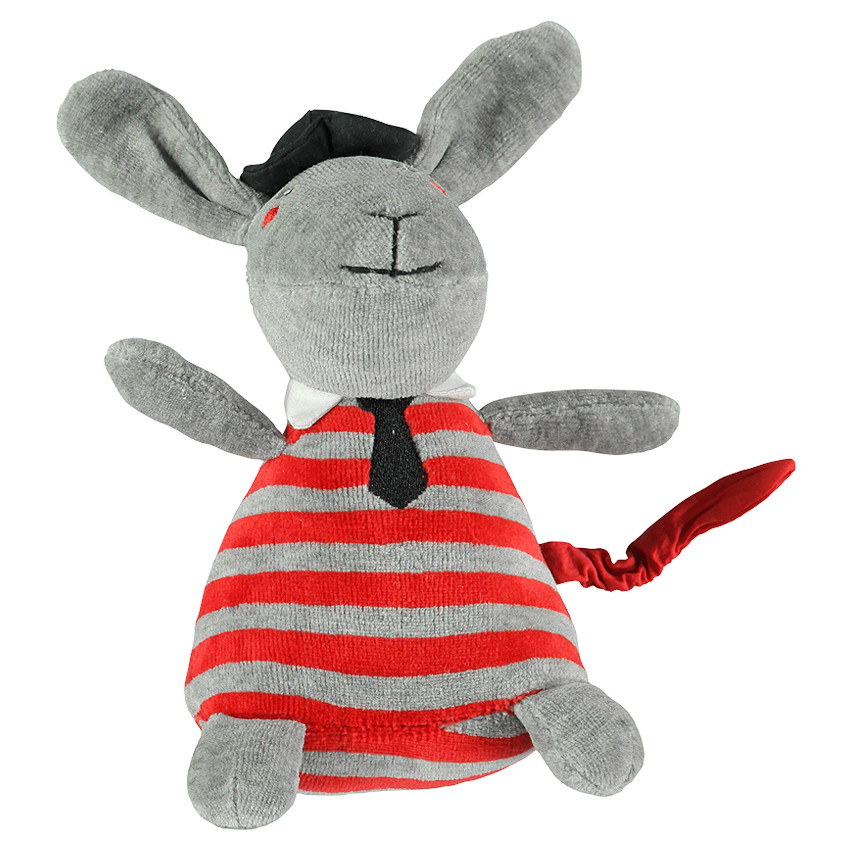 Peluche forme souris en velours et sherpa 