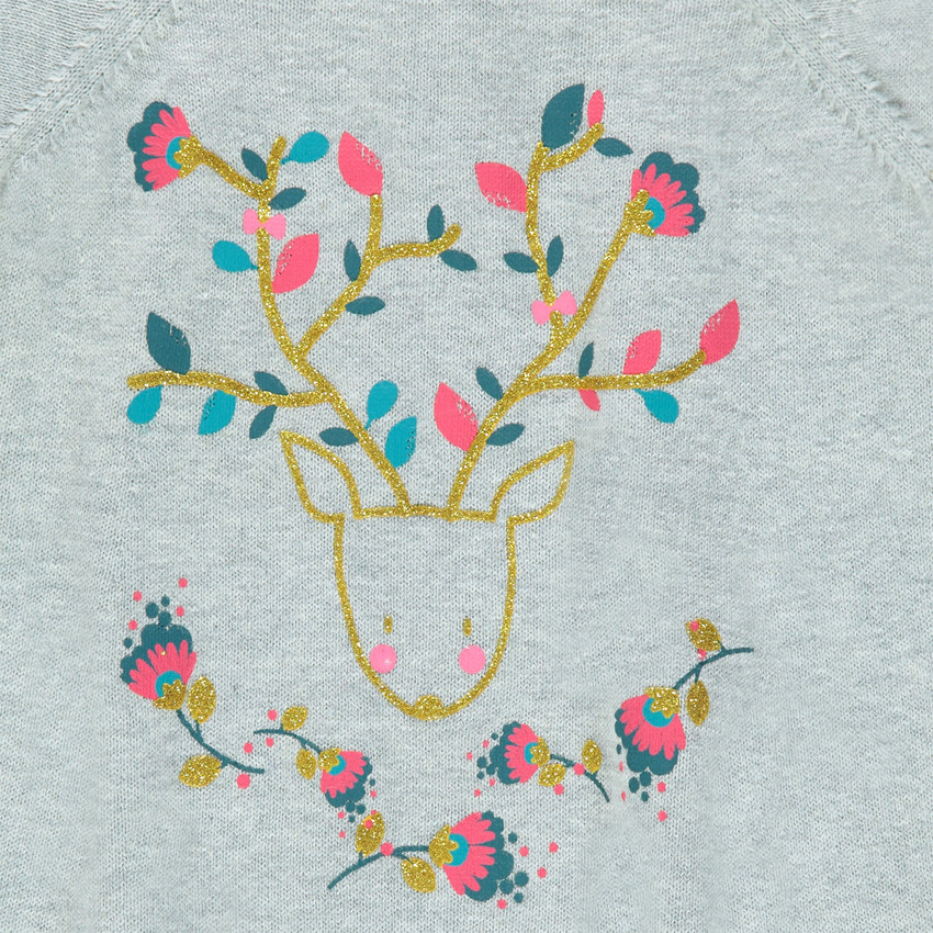 Robe manches courtes en tricot avec print petit renne 