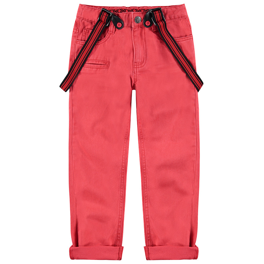 Pantalon en coton surteint avec bretelles ajustables amovibles 