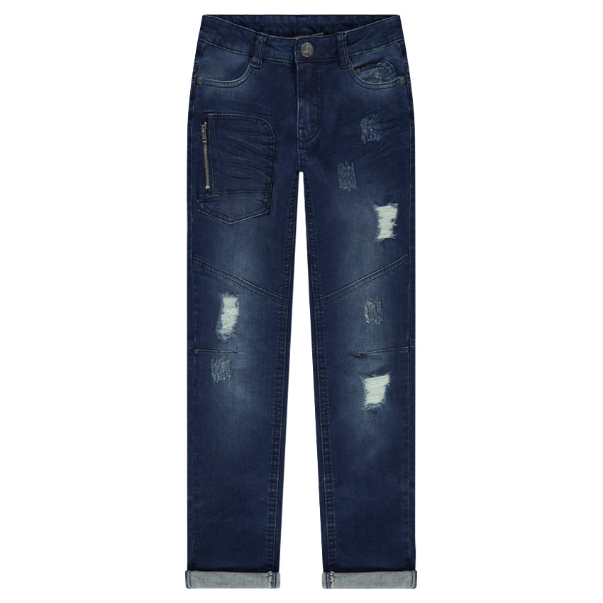 Junior - Jeans effet used avec poche zippée 