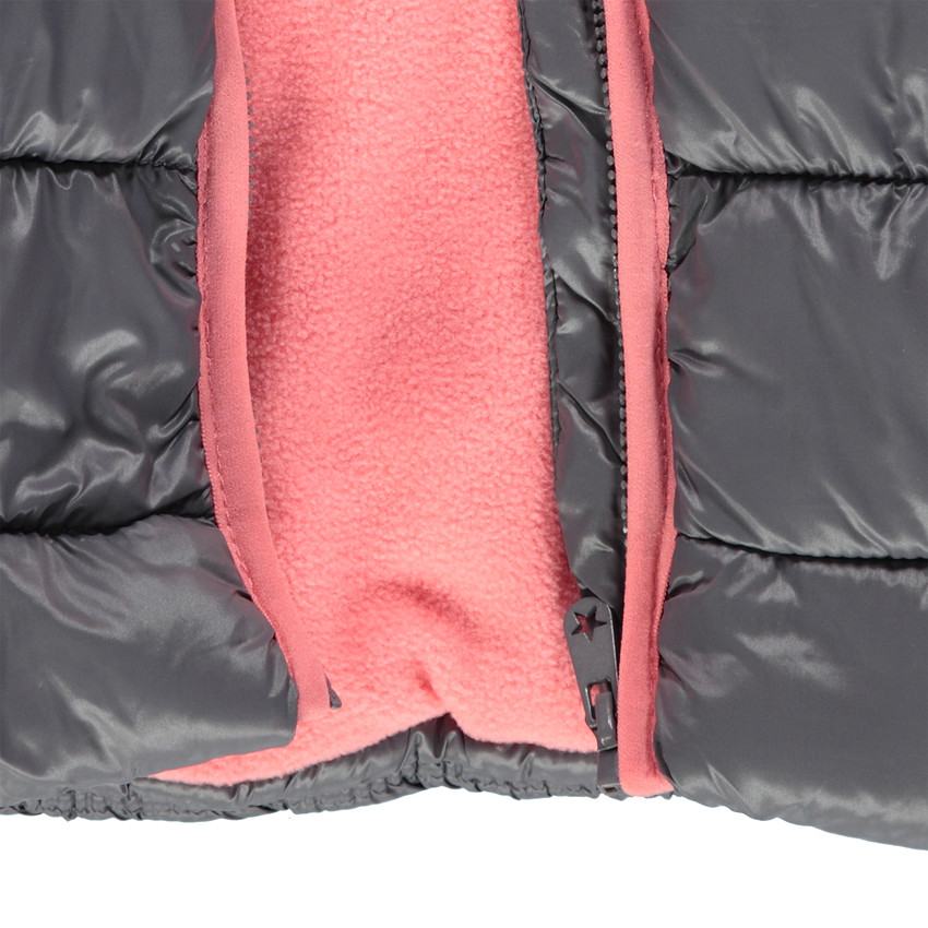 Doudoune ouatinée à capuche effet matelassé doublée micropolaire 