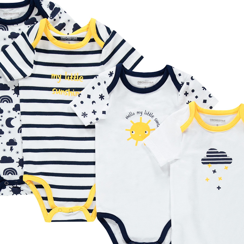 Lot de 7 bodies manches courtes en coton avec motifs et imprimés esprit marin 