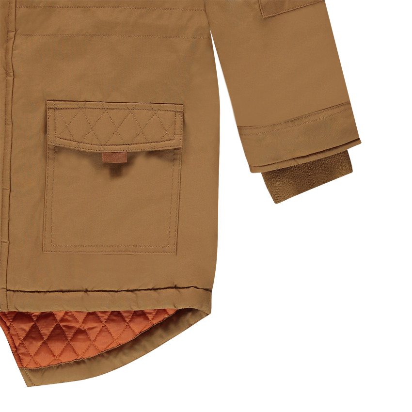 Parka en twill avec capuche amovible doublée sherpa 