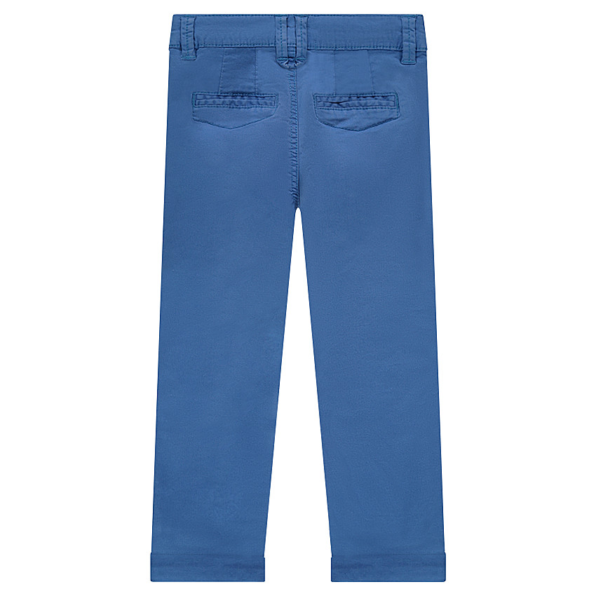Pantalon uni bleu avec badges patchés 