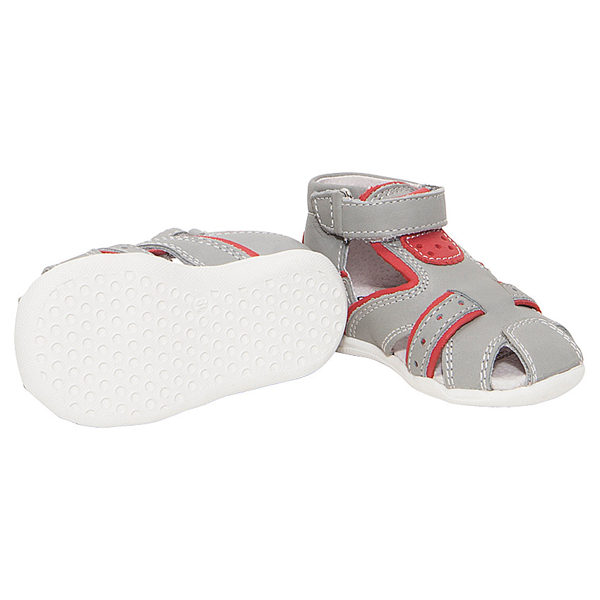 Nu-pieds en cuir à scratch avec empiècements contrastés 